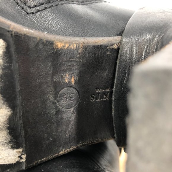 Allsaints jules Block heeled black Leather biker boots in EU 39 buckle wrap - Picture 9 of 16